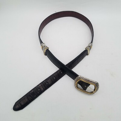 Brighton Marcus Two-Tone Black and Brown Reversible Belt 
