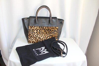 Milly Leopard Calf Hair and Black Leather Tote. Rare Gorgeous Tote