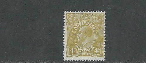 AUSTRALIA 1931-36 KGV (Scott 118 4d wmk Piccolo Cwn CofA Multiplo) F/VF MNH Zy