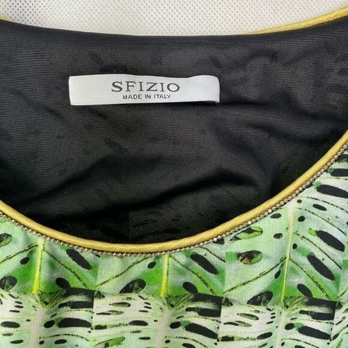 SFIZIO ladies dress sleeveless flowy green white black size 4 Made in USA - Picture 8 of 14
