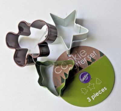 Mini Christmas Tree Cookie Cutter Set Fondant Pie Crust Metal 3 Piece Wilton