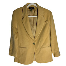 Vintage Charter Club Womens Wool Cashmere Coat Jacket Size 6 Beige Notched
