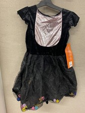 Kids Pom-Pom Black Cat Halloween Costume Dress, Gloves, Headband, Tail Large