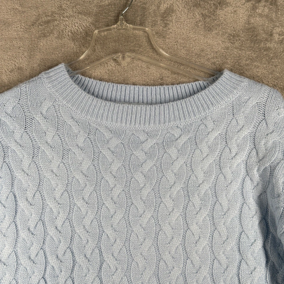 Peace Love World Sweater Cable Knit Pullover Crew Neck Warm Winter Blue XS - Image 4 of 4