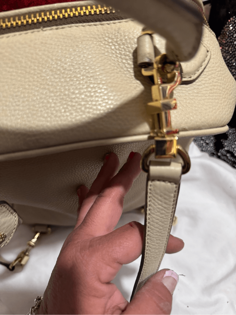 Tory Burch tan leaTher convertible square box backpack bag  display picture 1