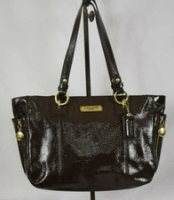 COACH GALLERY PATENT LEATHER Women’s  Shoulder Bag Brown F20431 With dust bag