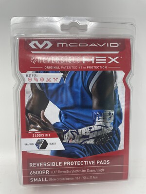 NEW McDavid Protective Pads 6500PR Hex Shooter Arm Sleeve Graffiti/Black SMALL