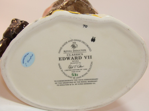Royal Doulton Ltd Edition Character Jug Edward V11 D7154 c2000 & Box & Cert - Picture 8 of 8