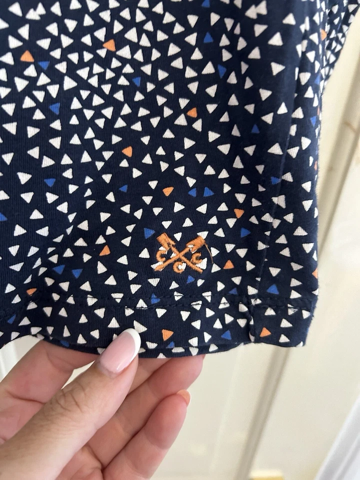 Ladies Crew Clothing Company Navy Pattern Top Size 10 Cotton Casual  - Image 2 of 4