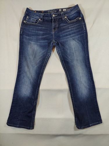 Jean Miss Me Femme Bootcut Taille 28 - Denim Stretch Avec Poches Bling - Occasion Excellent État