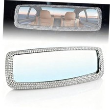 Bling Rhinestone Rearview Mirror - Car Interior Clip-On - Silver - 1 PC