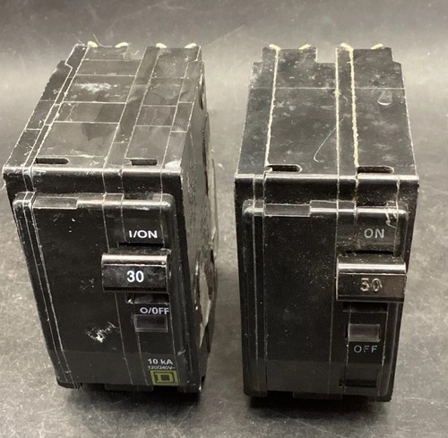 Lot Of 2 Used Square D QO230 30A 2P  120/240V Plug On Breaker