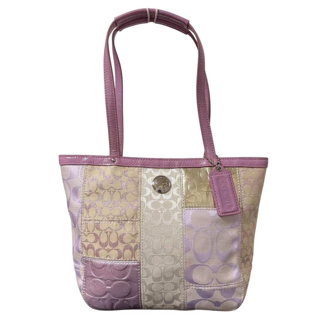 COACH Patchwork Pink Canvas Leather Tote Hand Bag 42479 | eBay