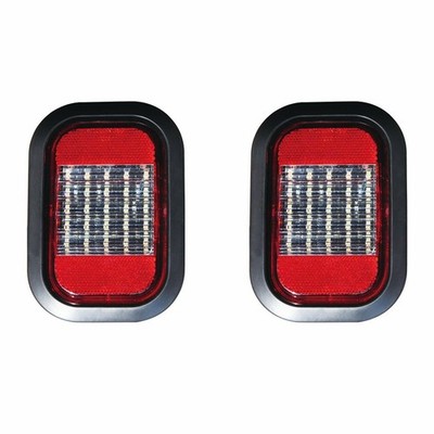 Qty 2 - 5x3'' Clear/White Rectangle 25 LED Reverse/Backup Truck Trailer Light 12V