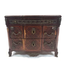 19th Century Rare Louis XV Jewelry Box/Salesman Sample,Damaged,Worm Wood 12X10X6