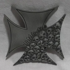 Chrome Hearts Skull Buckle Cross Punk Metal 80mm New