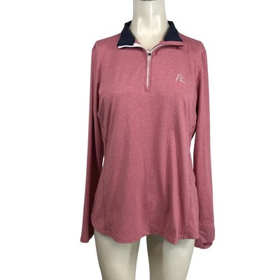 Rhoback mens Quarter Zip Performance Pullover Coral Pink Heathered Size Medium