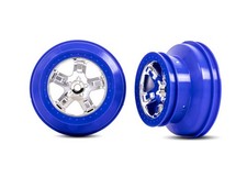 Traxxas 1/10 Slash 2WD VXL HD  SCT Chrome Wheels, Blue Beadlocks  5868A