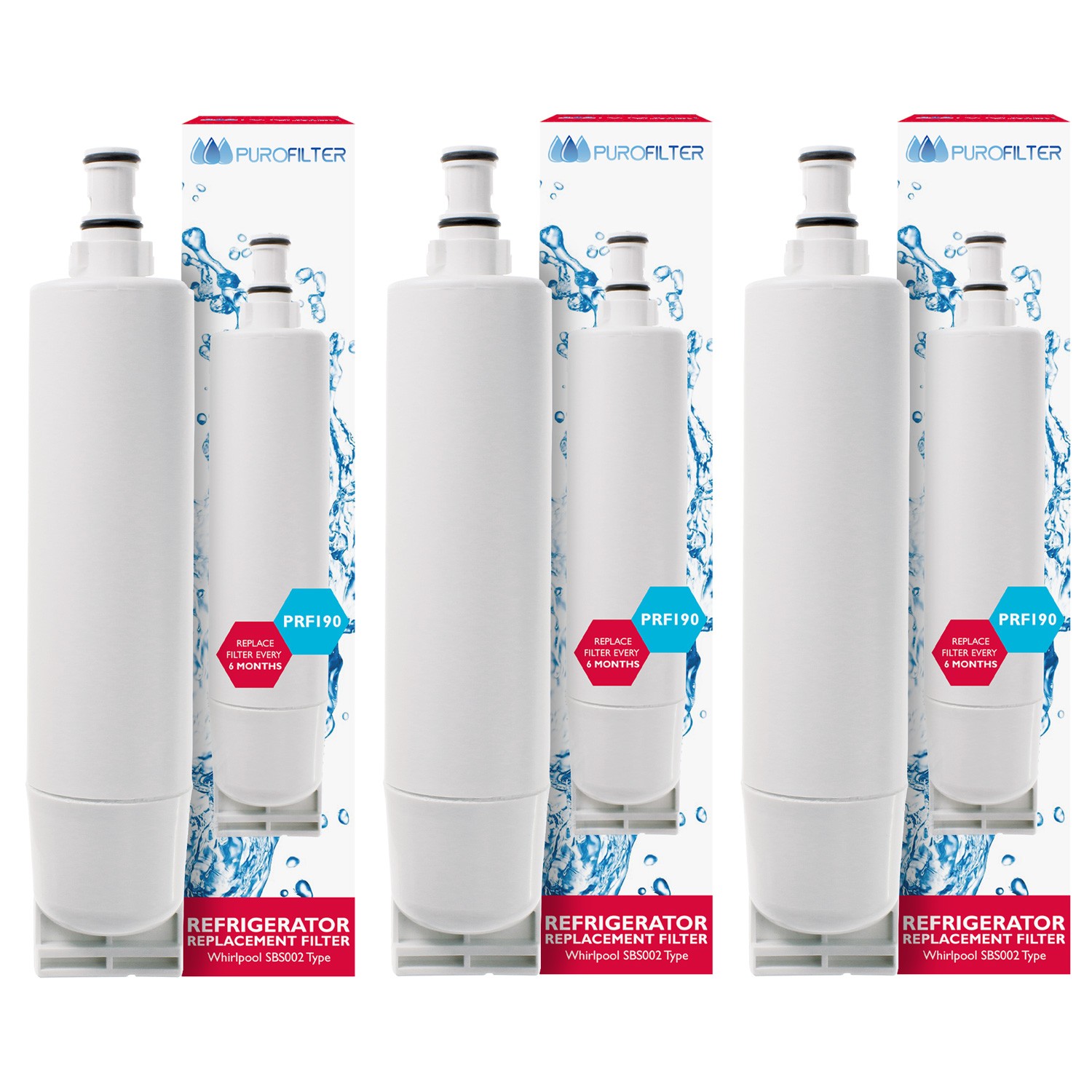Compatible WF01 Purofilter Water Filter for Whirlpool SBS002 USC009 USK009 X 3