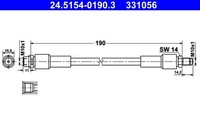 NEU - ATE 24.5154-0190.3 Bremsschlauch FüR Audi