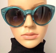 Stunning Blue Polycarbonate Lenses Round Cat Eyes Sunglasses Rare