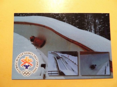 2002 Olympic Winter Games Salt Lake City Utah vtg postcard bobsled & luge