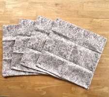 Pillow Covers Set of 4 18"x18" Cream with Gray Floral Design