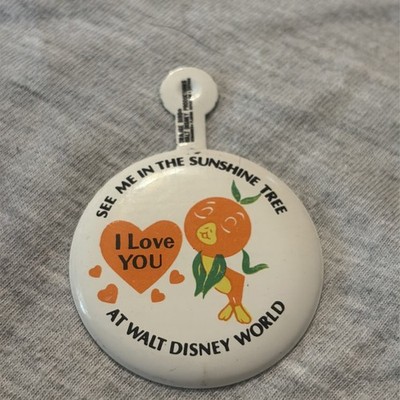 Vintage 1970s Orange Bird Walt Disney World Sunshine Tree Fold Back Button Pin