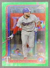 2025 Topps Chrome Update Jake Burger #USC37 Green Wave Refractor /99 Rangers