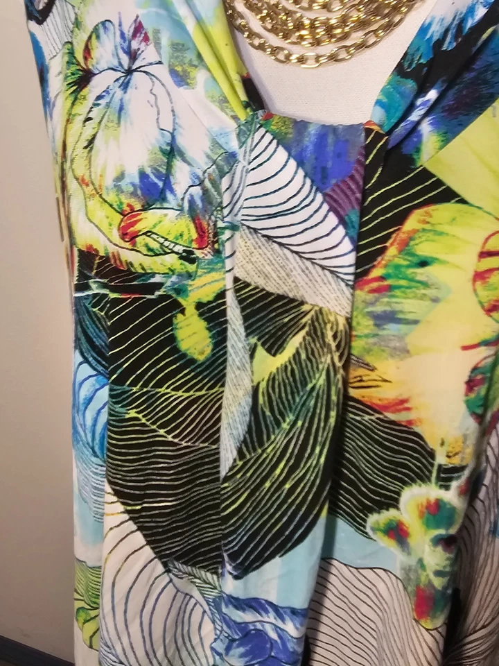Blusa Top Dana Buchman Mujer Talla XL Estampado Multi Floral Slinky Sin Mangas Foto 3 de 4