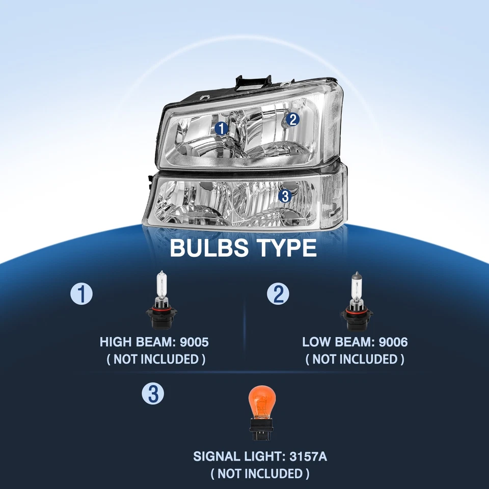 Faros cromados + luz de parachoques para Chevrolet Silverado 1500 2500HD 2003-2006 Foto 2 de 4