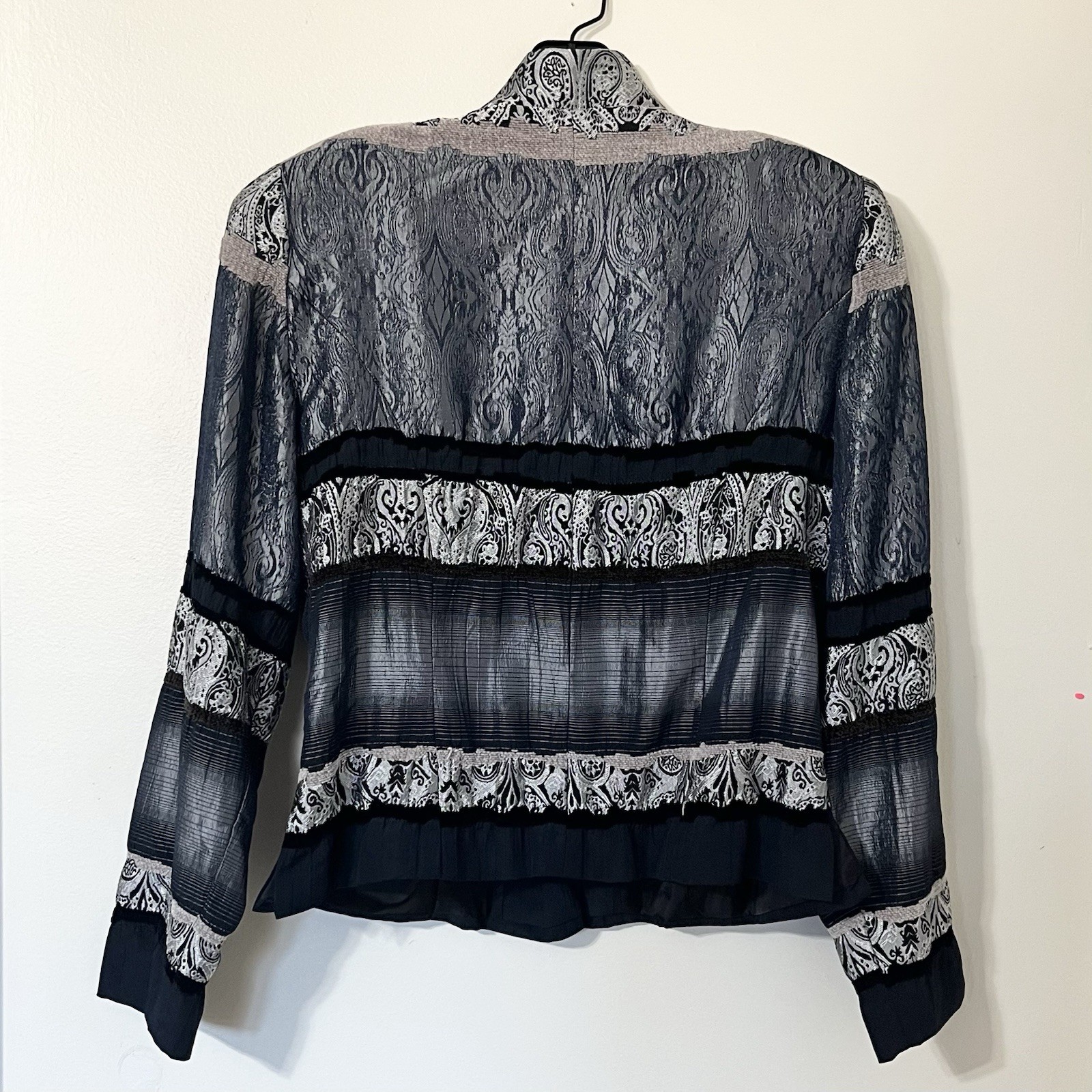 Metallic Paisley Patchwork Jacket Black Gray Y2K … - image 3