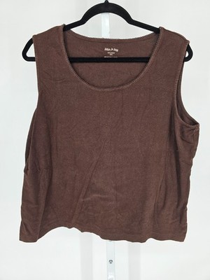 White Stag Womens Sz XXL 100% Cotton Tank Top Brown Sleeveless Shirt