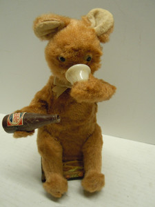 Japan MT 1950's Tin  Battery Op Drinking Cola  Bear . Excellent & Working.
