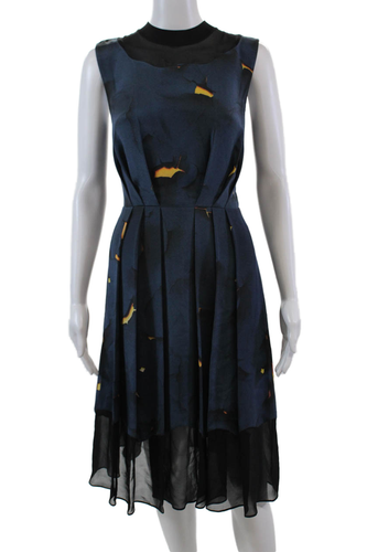 3.1 Phillip Lim Womens Silk Sleeveless Zippered Mid-Calf Dress Blue Size 2