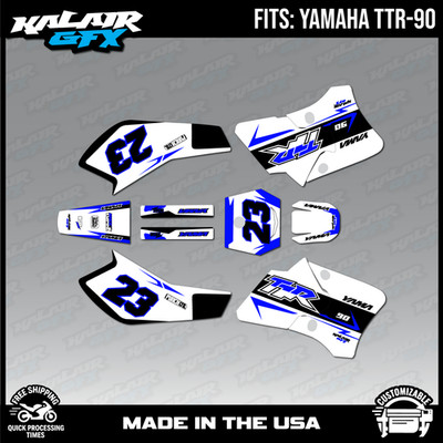 Graphics Kit for Yamaha TTR90 (2000-2008) TTR 90 Evader Series - Blue White