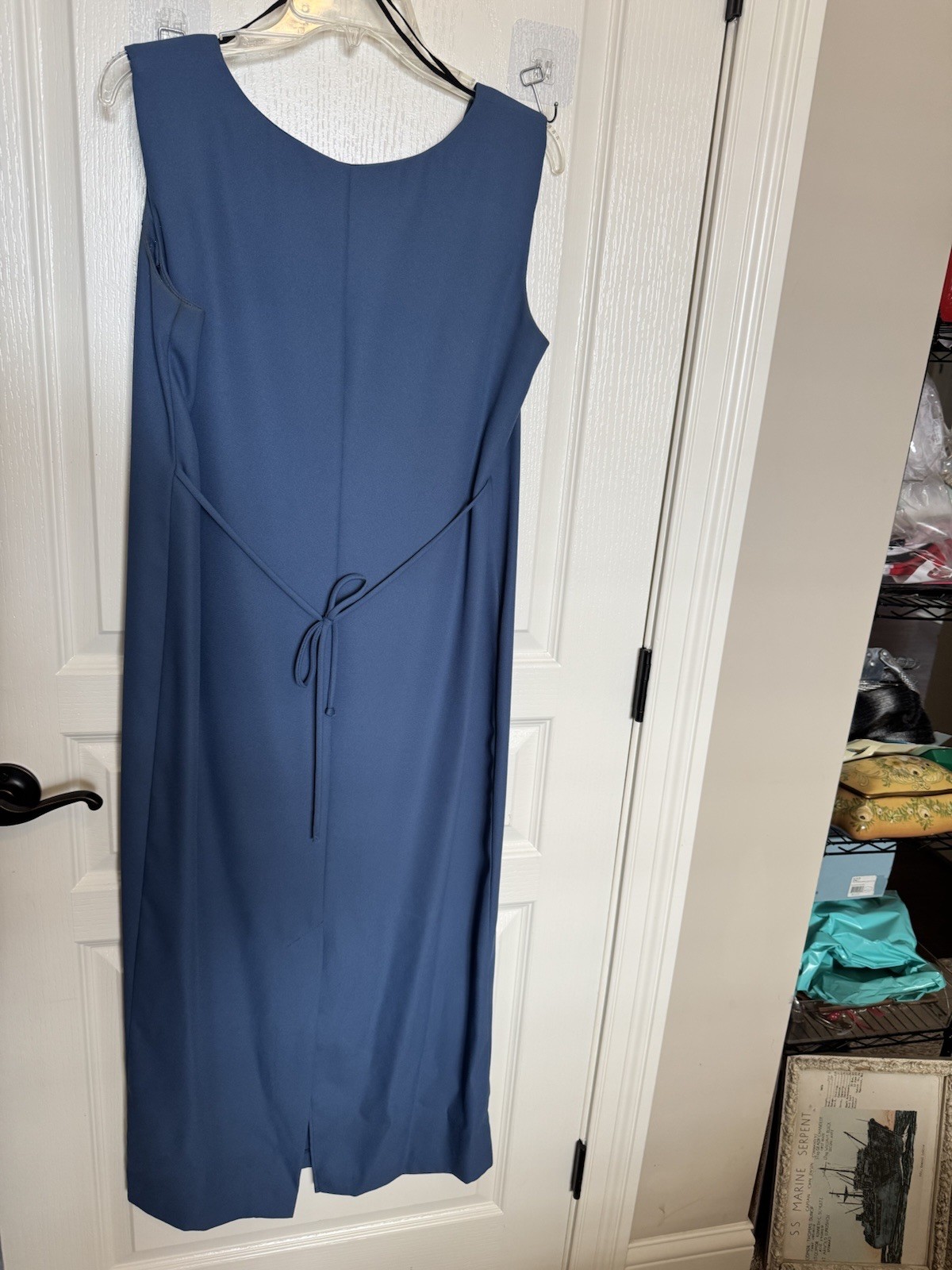 R&M Richards Women's Dress 2-Piece Maxi Jacket Blue White Size 10 Open Front