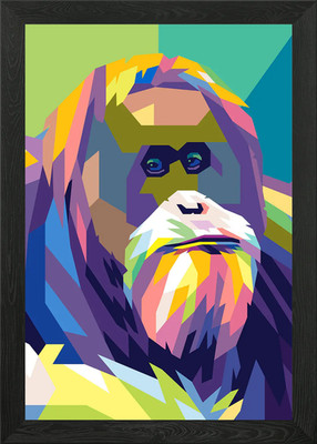 Affe Pop Art gerahmtes Wandbild Poster Leinwanddruck Bild