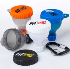 FitShot Protein Powder Funnels Supplement Funnel with Keychain 4pack- NEW