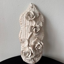 Vintage Capodimonte Style Wall Plaque Roses Italy Ceramic Hanging Wall Decor