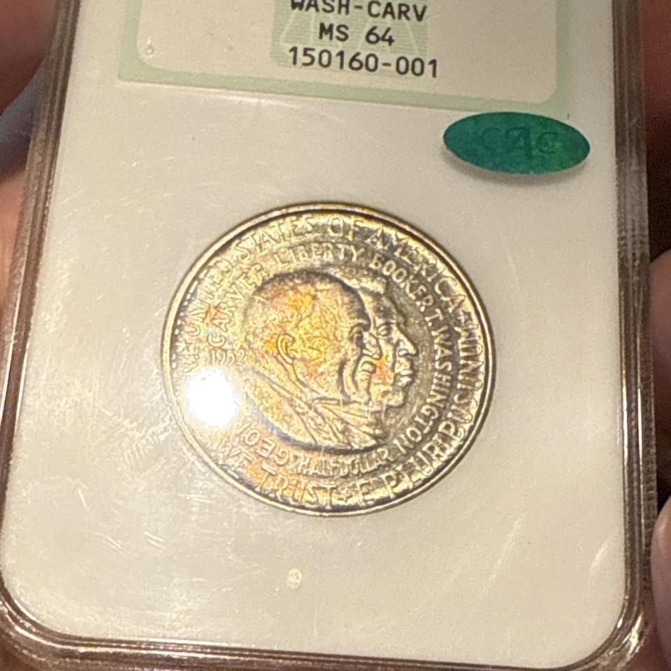 1952 50C MS64 NGC Toned Washington-Carver Half Dollar Amazing Toning Green! - Image 3 of 4