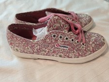 Womens Sz 8 SuperGa Flowered Canvas Fabric Pink Shoes Nwots