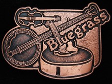 PH03120 NOS VINTAGE 1970s  BLUEGRASS  MUSIC COMMEMORATIVE COPPERTONE BUCKLE