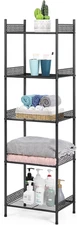 5-Tier Bathroom Storage Shelf Black Heavy Duty Wire Rack for Kitchen Laundry