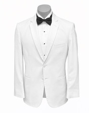 Men's Jean Yves White Tuxedo Jacket Two Button Modern Fitted Slim Fit Size 41R