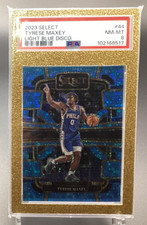 Tyrese Maxey 23-24 Select Light Blue Disco Prizm /99 #44 76ers PSA 8