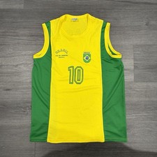 Vintage Y2K Brazil #10 Soccer Sleeveless Jersey Yellow/Green Men’s Size G