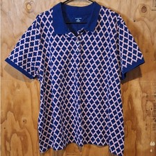 Lands' End Polo Shirt Women's 3X Classic Preppy Geometric Cotton Retro Normcore