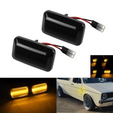 2x LED Seitenblinker Blinklicht Schwarz Linse 12V Für Audi Cabriolet VW Jetta II