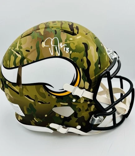 Justin Jefferson Minnesota Vikings Signed Full Size Authentic Camo Helmet (BAS)